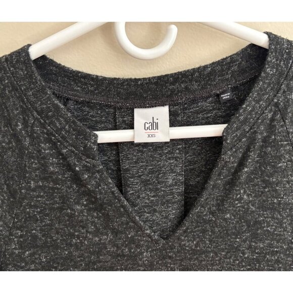 CAbi V-Neck Ruched Sleeve Sweater "PJ Dress" in Charcoal Grey/Black Heather XXS - Picture 7 of 13